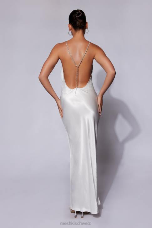 Meshki Sera Diamante Maxi Dress With Low Back White Clothing 060V116