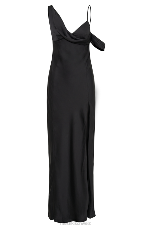 Meshki Soleil Satin Off Shoulder Maxi Dress Black Clothing 060V35