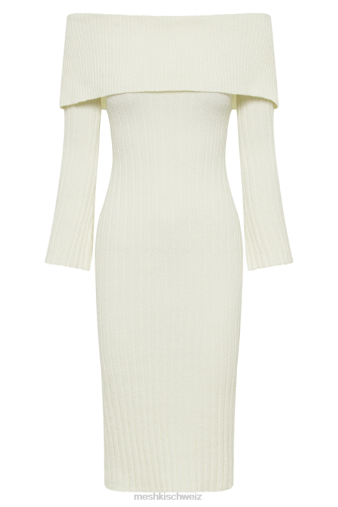 Meshki Stefania Off Shoulder Knit Dress White Clothing 060V79