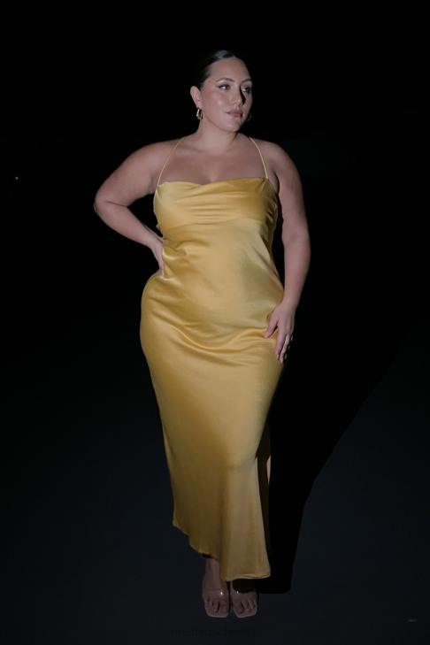 Meshki Sydney Straight Neck Slip Maxi Dress Yellow Clothing 060V118