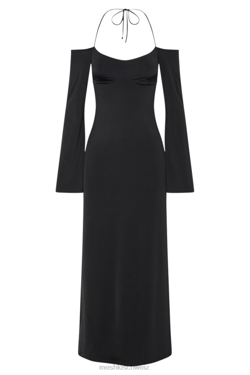 Meshki Tia Slinky Off Shoulder Maxi Dress Black Clothing 060V89