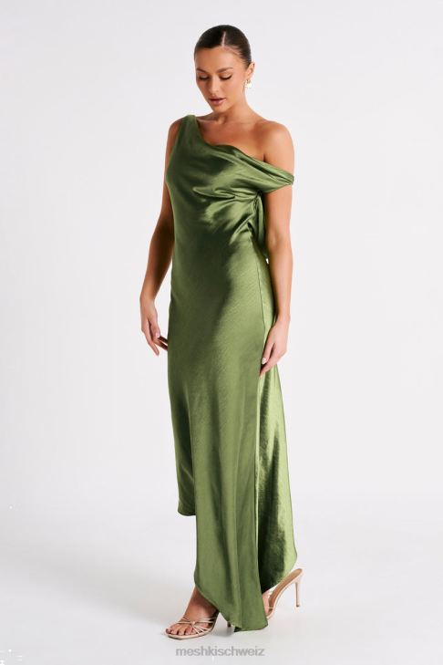 Meshki Yvette Slip Maxi Dress With Asymmetrical Hem Emerald Clothing 060V45