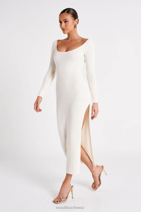 Meshki Zinnia Knit Maxi Dress With Split White Clothing 060V86