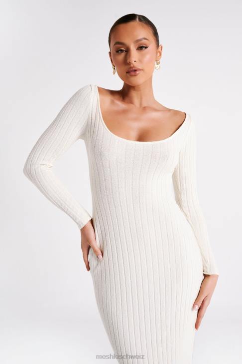 Meshki Zinnia Knit Maxi Dress With Split White Clothing 060V86