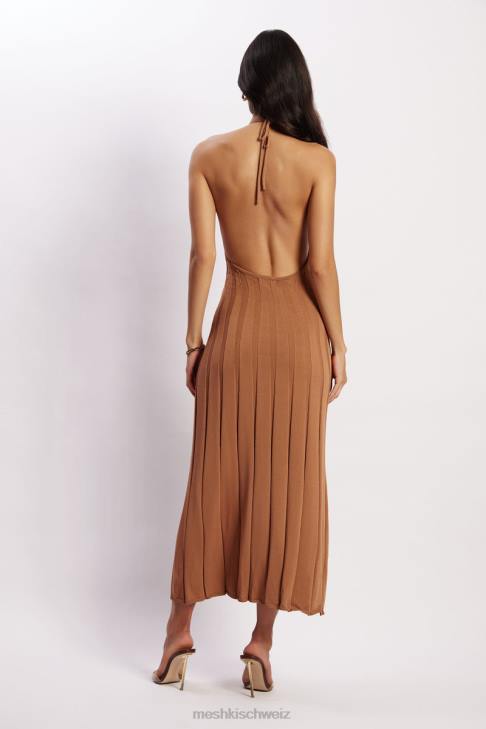 Meshki Adrienne Halter Neck Midi Dress Tan Clothing 060V114
