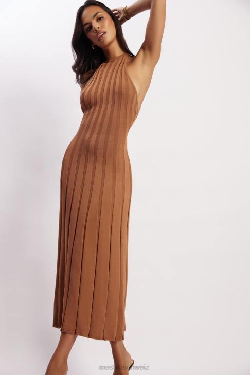 Meshki Adrienne Halter Neck Midi Dress Tan Clothing 060V114