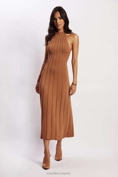 Meshki Adrienne Halter Neck Midi Dress Tan Clothing 060V114
