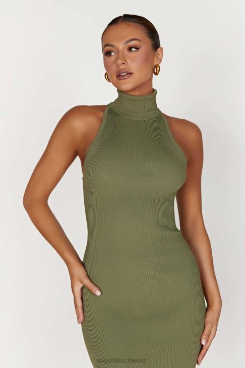 Meshki Connie Turtleneck Knit Midi Dress Olive Clothing 060V63