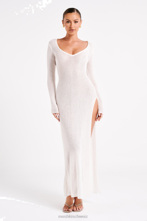 Meshki Imelda Knit Cover Up Midi Dress White Clothing 060V22