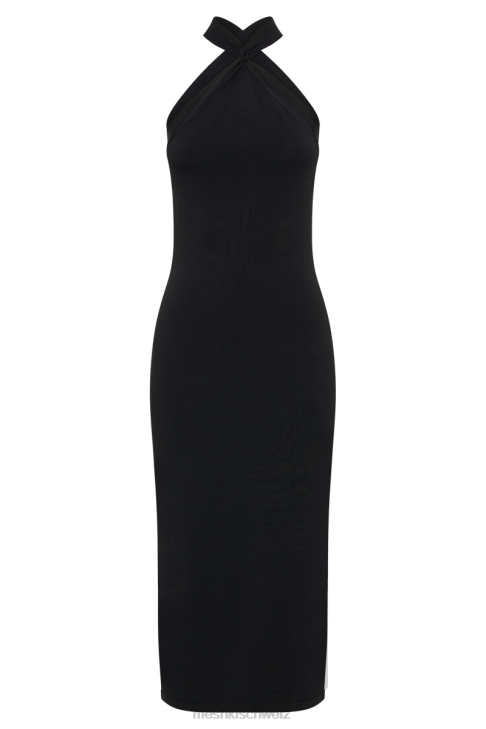 Meshki Sarai Halter Neck Knit Midi Dress Black Clothing 060V48
