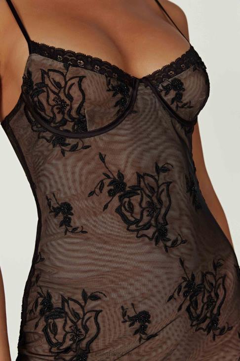 Meshki Venice Embroidered Mesh Midi Dress Black Clothing 060V115