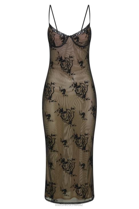 Meshki Venice Embroidered Mesh Midi Dress Black Clothing 060V115