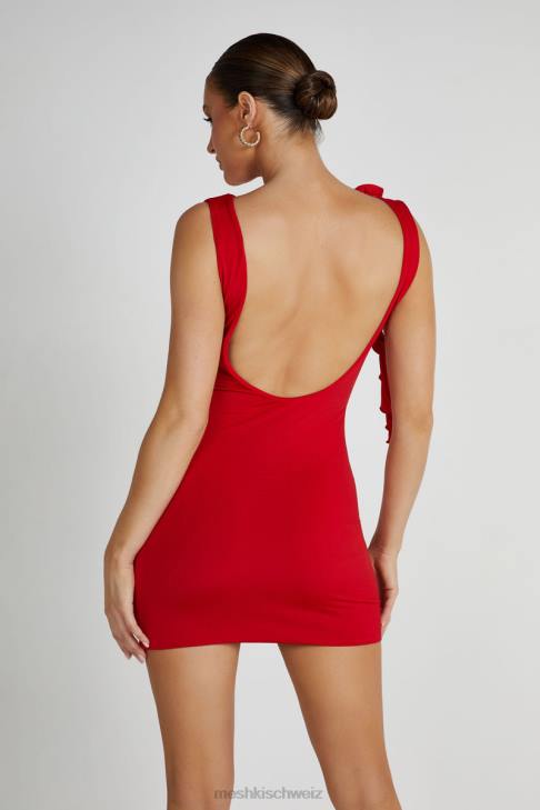 Meshki Bronte Backless Rose Mini Dress Red Clothing 060V138