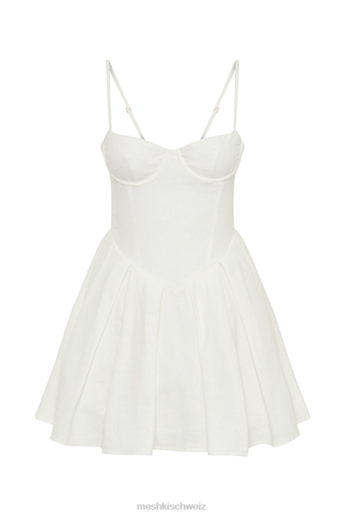 Meshki Dorinda Pleated Linen Mini Dress White Clothing 060V4