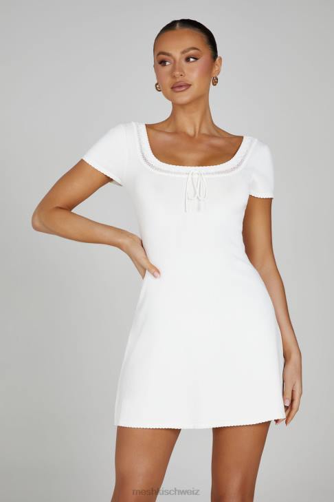 Meshki Georgia Pointelle Knit Mini Dress White Clothing 060V81