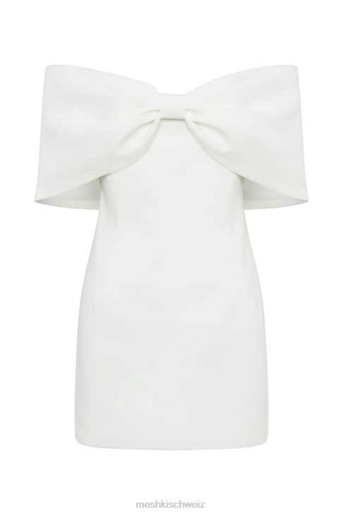 Meshki Gwyneth Off Shoulder Bow Mini Dress White Clothing 060V122