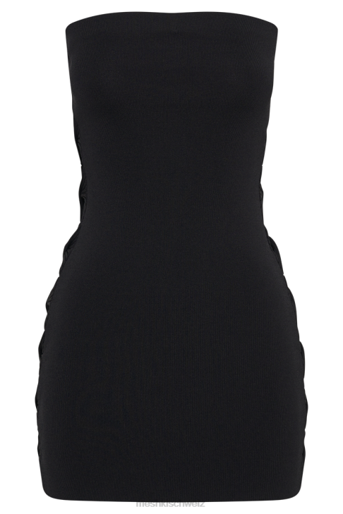 Meshki Maisy Strapless Knit Twist Mini Dress Black Clothing 060V62