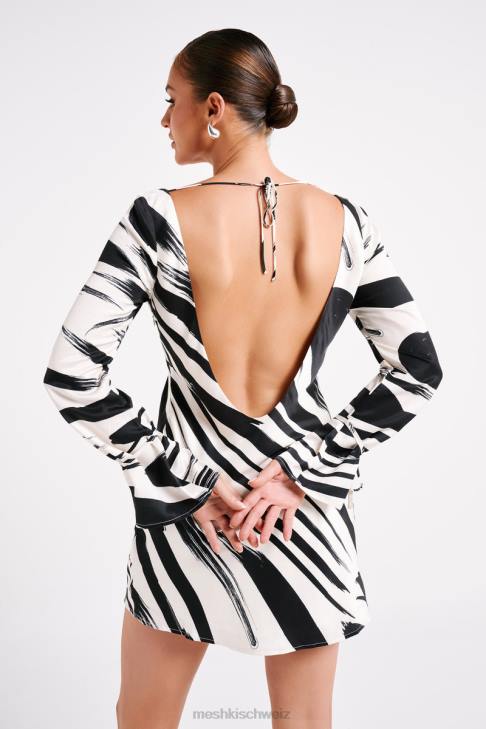 Meshki Marta Printed Satin Mini Dress Abstract Print Clothing 060V6