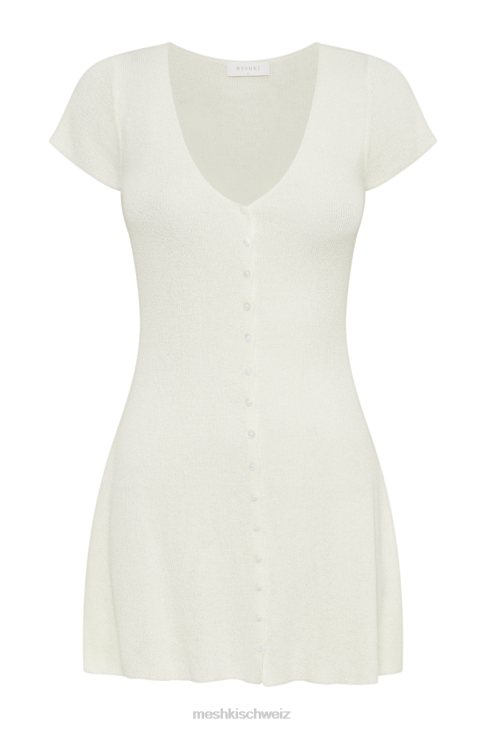 Meshki Paula Buttoned Knit Mini Dress White Clothing 060V24
