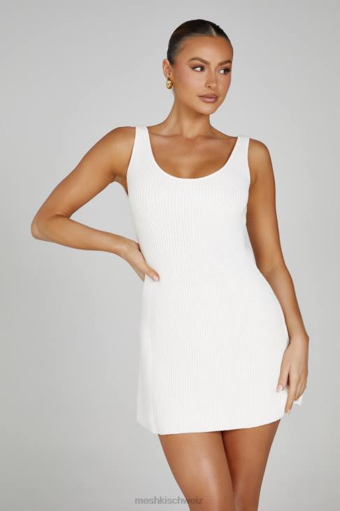 Meshki Pauline Open Back Knit Mini Dress White Clothing 060V133
