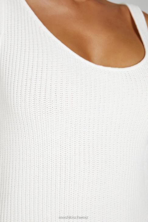 Meshki Pauline Open Back Knit Mini Dress White Clothing 060V133