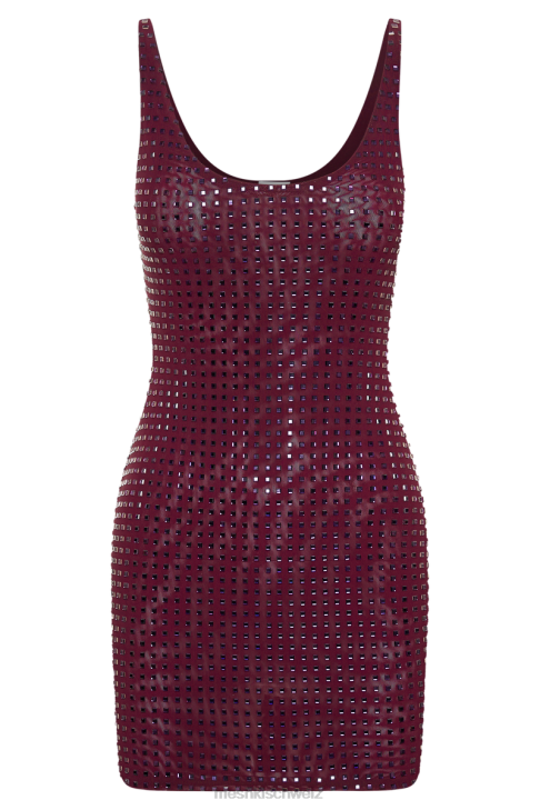 Meshki Presley Square Diamante Mini Dress Berry Clothing 060V46