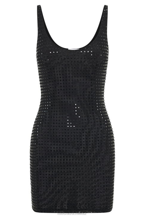 Meshki Presley Square Diamante Mini Dress Black Clothing 060V98