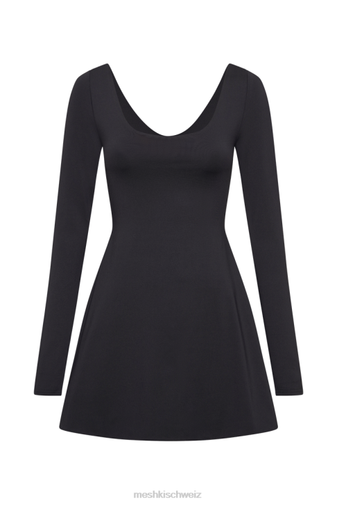 Meshki Renee Recycled Nylon Long Sleeve Mini Dress Black Clothing 060V78