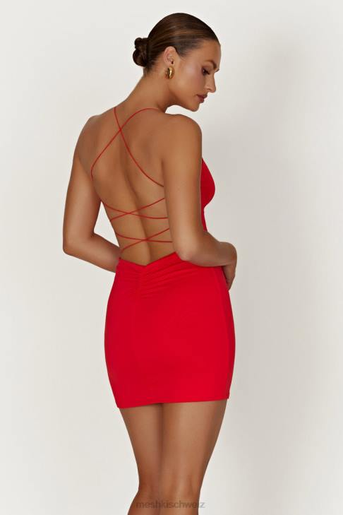 Meshki Sabine Recycled Nylon Mini Backless Dress Red Clothing 060V148