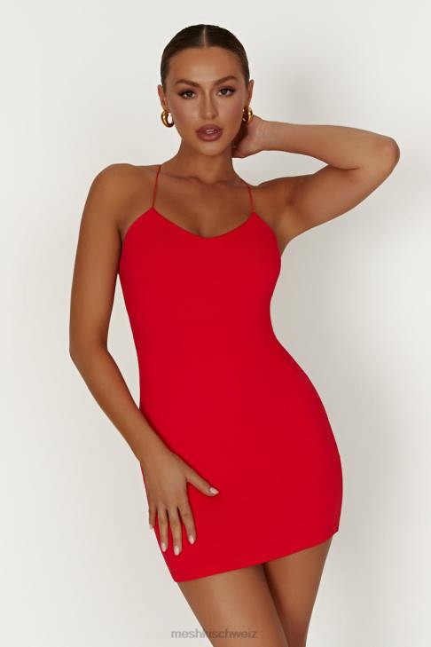 Meshki Sabine Recycled Nylon Mini Backless Dress Red Clothing 060V148