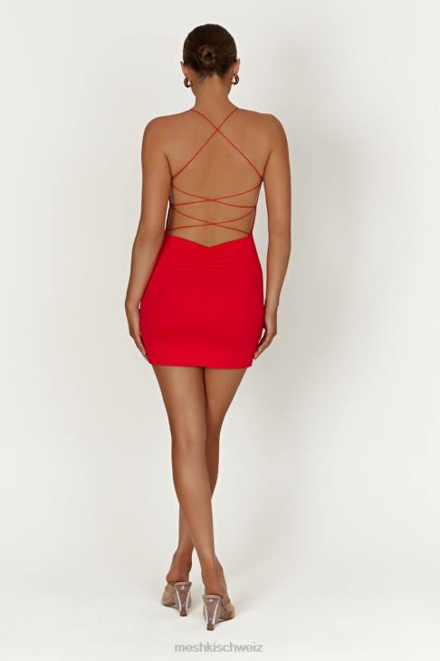 Meshki Sabine Recycled Nylon Mini Backless Dress Red Clothing 060V148