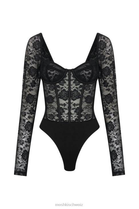 Meshki Cheryl-Spitzen-Body Schwarz Kleidung 060V923