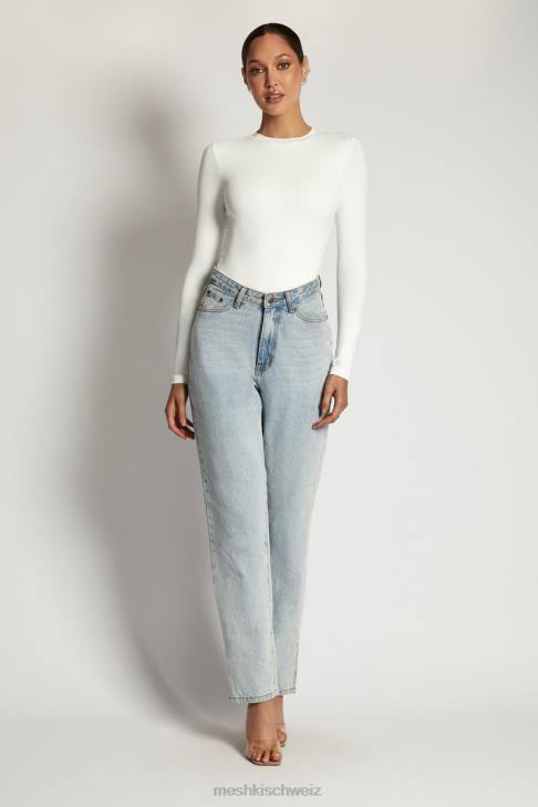 Meshki Delilah Langarm-Body mit Rundhalsausschnitt Weiß Kleidung 060V968