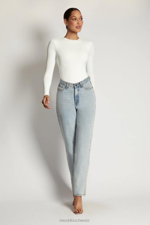 Meshki Delilah Langarm-Body mit Rundhalsausschnitt Weiß Kleidung 060V968