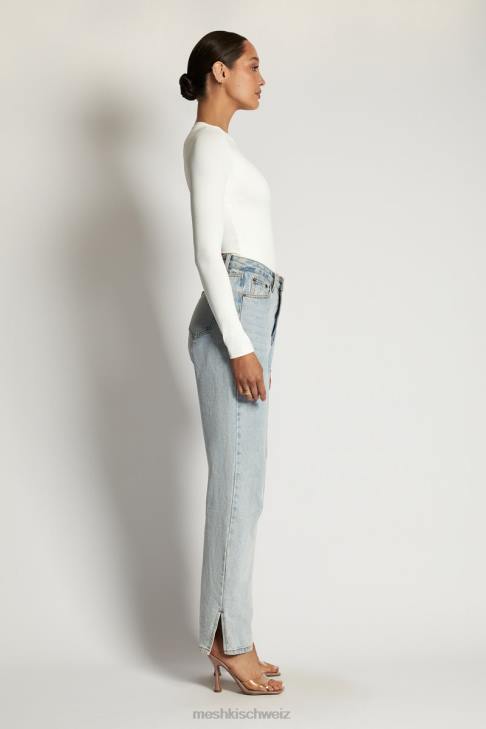 Meshki Delilah Langarm-Body mit Rundhalsausschnitt Weiß Kleidung 060V968