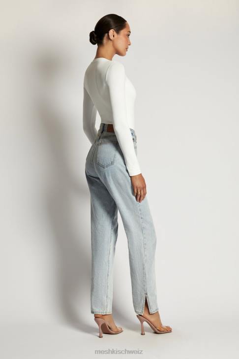 Meshki Delilah Langarm-Body mit Rundhalsausschnitt Weiß Kleidung 060V968