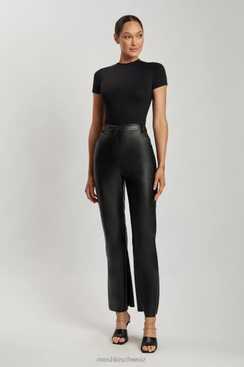 Meshki Francesca Kurzarm-Body mit Rundhalsausschnitt Schwarz Kleidung 060V962