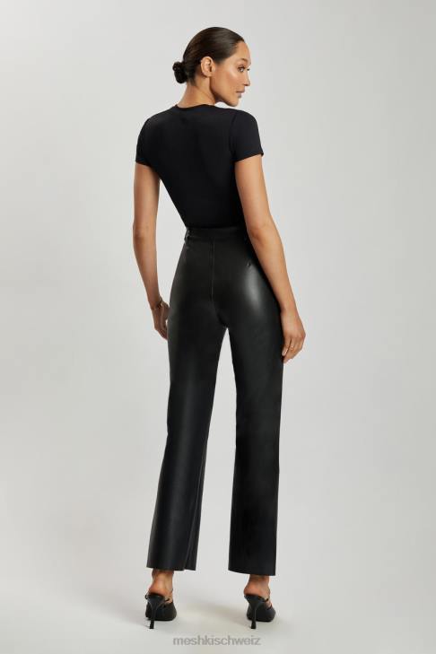 Meshki Francesca Kurzarm-Body mit Rundhalsausschnitt Schwarz Kleidung 060V962