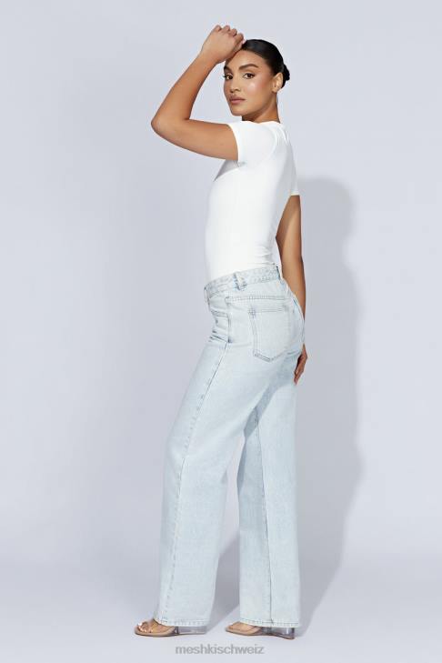 Meshki Francesca Kurzarm-Body mit Rundhalsausschnitt Weiß Kleidung 060V964