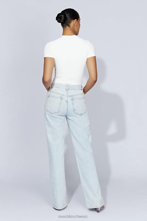 Meshki Francesca Kurzarm-Body mit Rundhalsausschnitt Weiß Kleidung 060V964