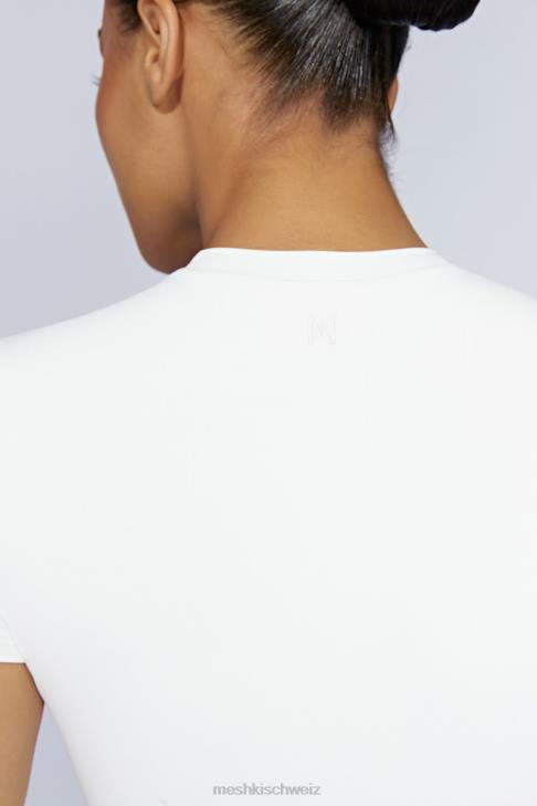 Meshki Francesca Kurzarm-Body mit Rundhalsausschnitt Weiß Kleidung 060V964