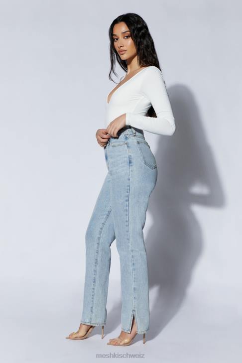 Meshki NIA Langarm-Body mit V-Ausschnitt Weiß Kleidung 060V948