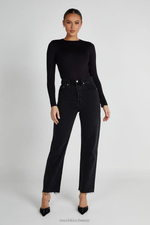 Meshki Wrenley recycelter langärmliger Body mit Cut-Outs Schwarz Kleidung 060V836