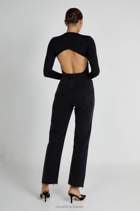 Meshki Wrenley recycelter langärmliger Body mit Cut-Outs Schwarz Kleidung 060V836