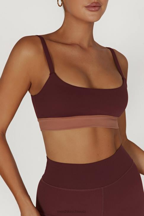 Meshki Nickie zweifarbiges Sport-Bralette Mahagoni/Tan Kleidung 060V1064