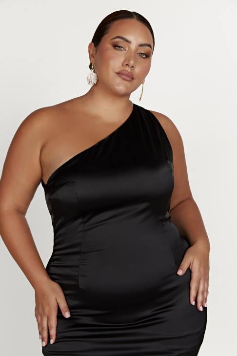 Meshki Harper One-Shoulder-Kleid Schwarz Kleidung 060V232