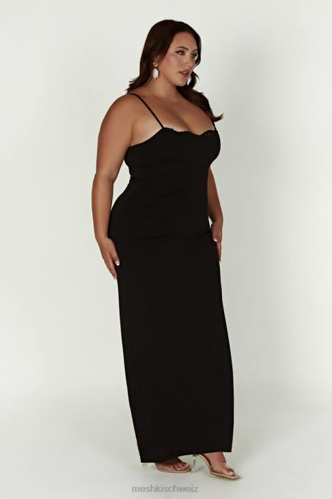 Meshki Amorette-Maxikleid mit Spitzenbesatz Schwarz Kleidung 060V287