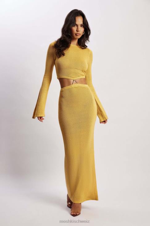 Meshki Anna Strickkleid mit ausgestellten Ärmeln Gelb Kleidung 060V356