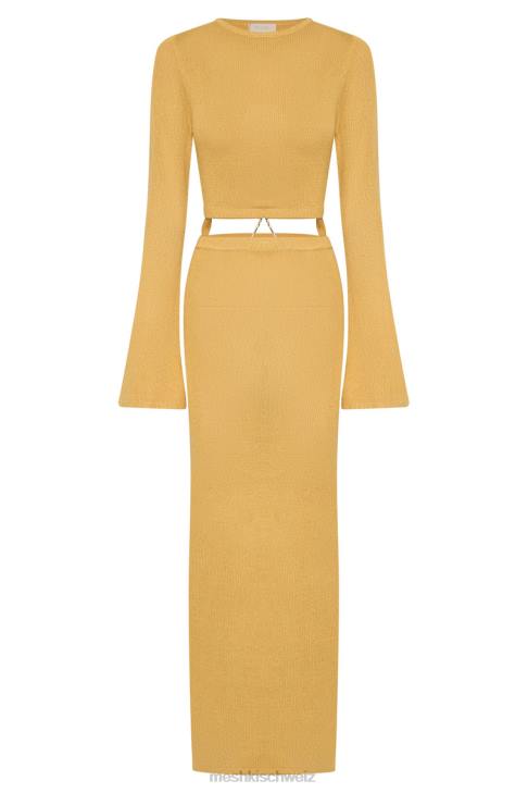 Meshki Anna Strickkleid mit ausgestellten Ärmeln Gelb Kleidung 060V356