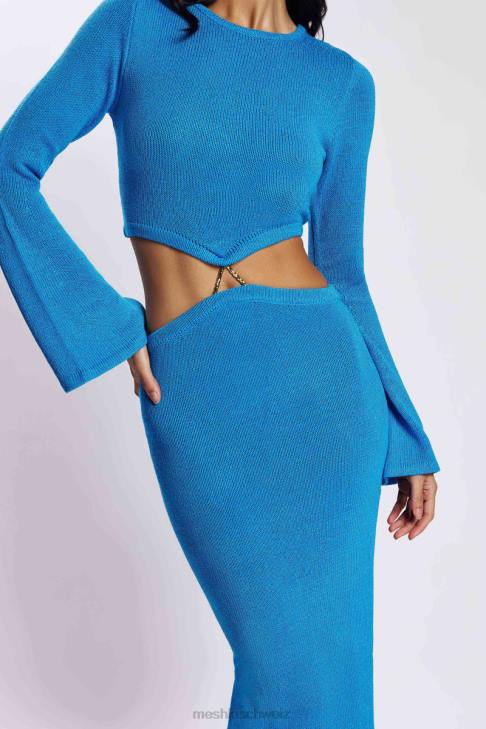 Meshki Anna Strickkleid mit ausgestellten Ärmeln azurblau Kleidung 060V748